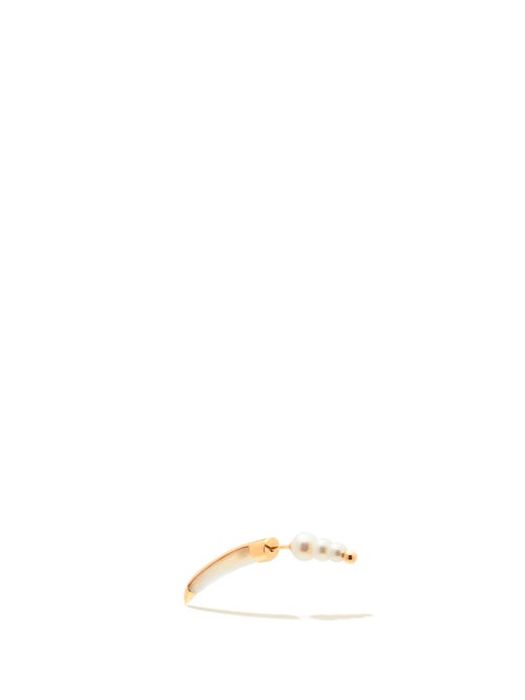 Anissa Kermiche - Corne De Perles Pearl & 14kt Gold Single Earring - Womens - Gold