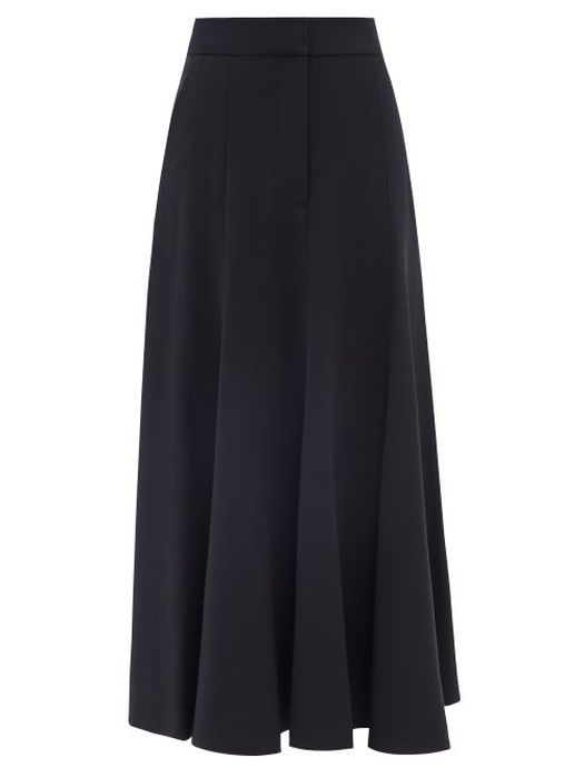 Raey - Fit And Flare Tailored Skirt - Womens - Dark Navy
