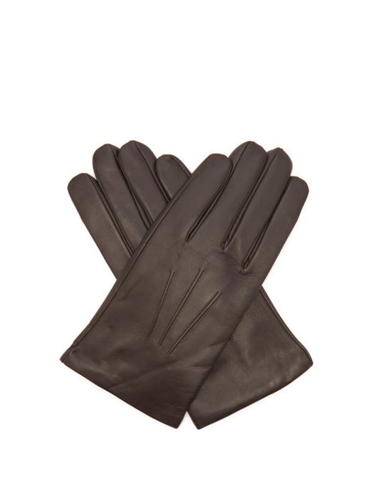 Dents - Bath Cashmere-lined Leather Gloves - Mens - Brown