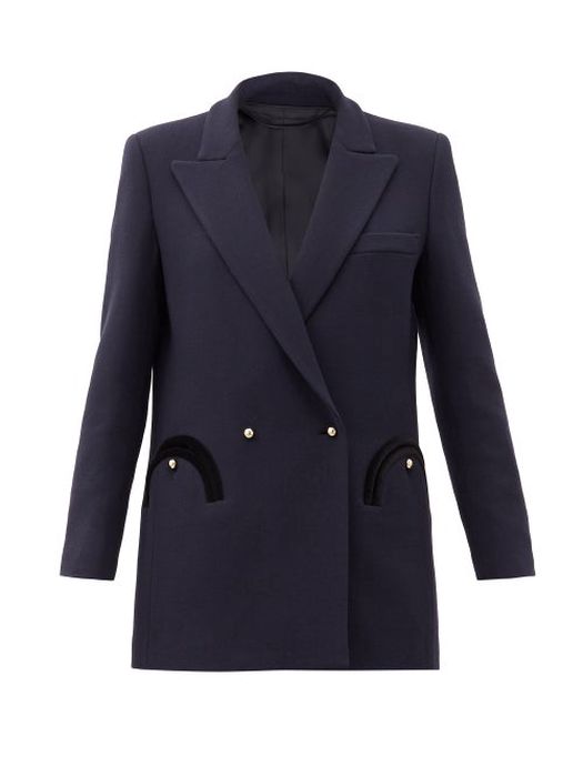 Blazé Milano - Resolute Double-breasted Wool Suit Jacket - Womens - Navy