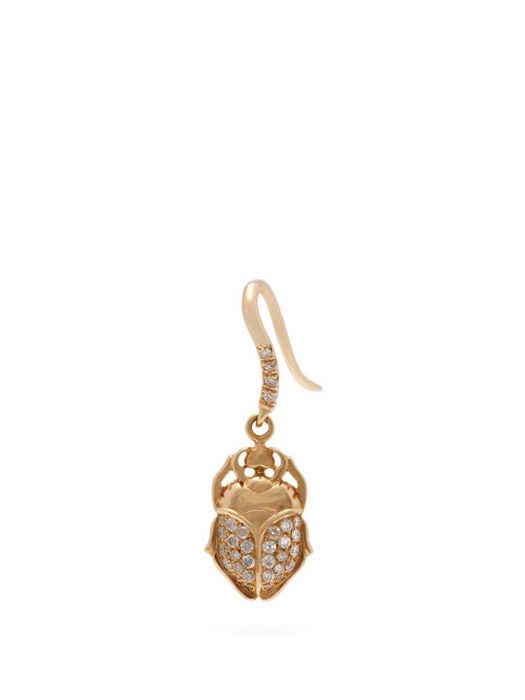 Aurélie Bidermann Fine Jewellery - 18kt Gold And Diamond Scarab Single Earring - Womens - Gold