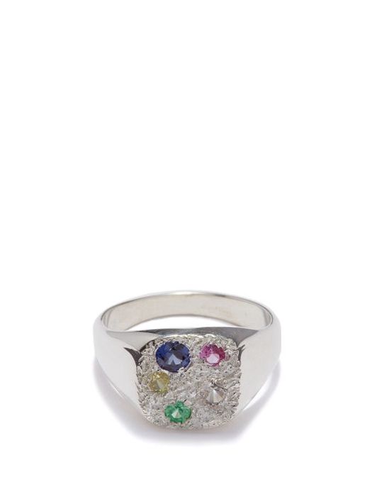 Bleue Burnham - Hanging Basket Sapphire And Sterling-silver Ring - Mens - Silver