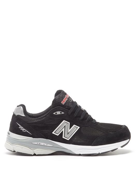 New Balance - Made In Usa 990v3 Mesh And Suede Trainers - Mens - Black Grey