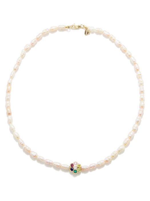 Alison Lou - Flower Power Sapphire, Opal & 14kt Gold Necklace - Womens - Pearl