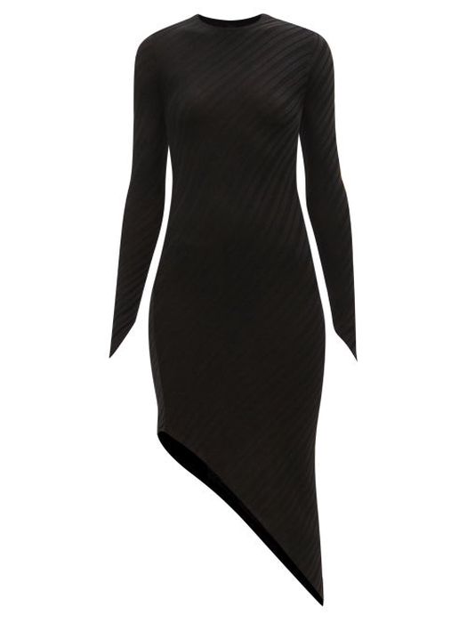 Petar Petrov - Agus Asymmetric-hem Silk-knit Dress - Womens - Black