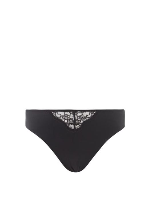 Agent Provocateur - Brigette Mid-rise Lace-insert Jersey Thong - Womens - Black