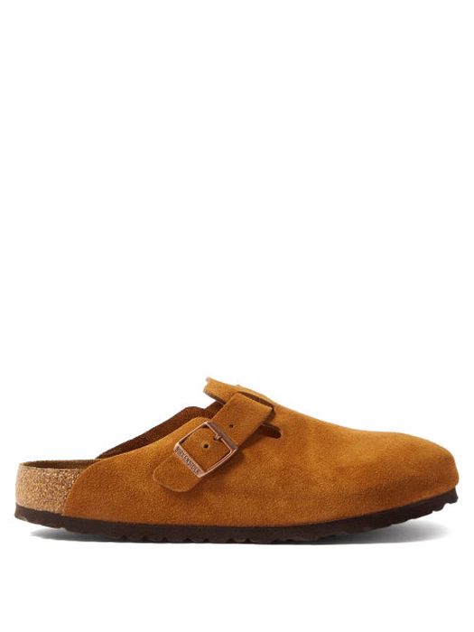 Birkenstock - Boston Buckled Suede Backless Loafers - Mens - Brown