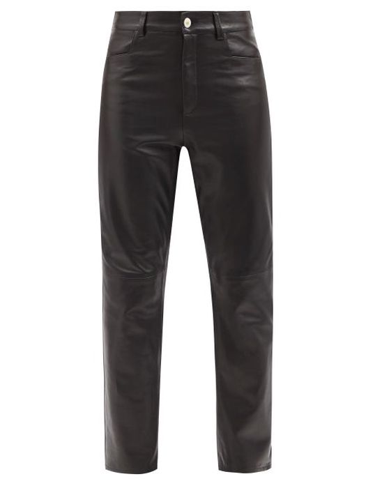 Wandler - Carnation Leather Cropped-leg Trousers - Womens - Black