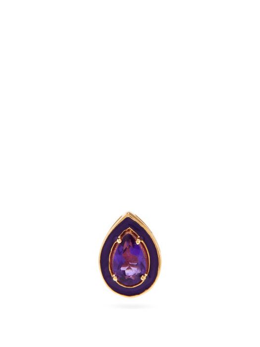 Alison Lou - A Amethyst And 14kt Gold Single Stud Earring - Womens - Purple