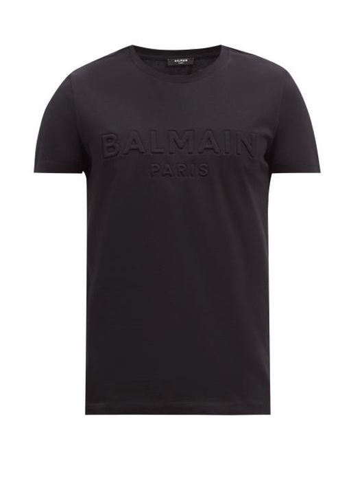 Balmain - Logo-embossed Cotton-jersey T-shirt - Mens - Black