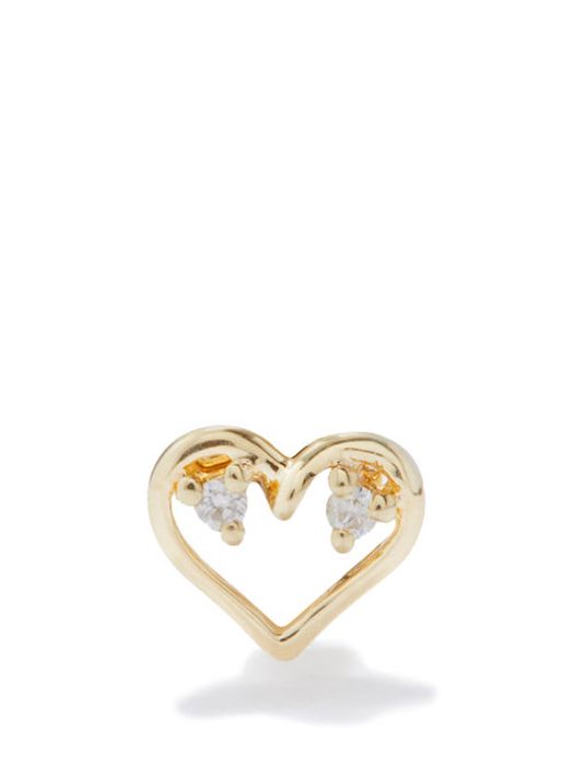 Anissa Kermiche - Sweetheart Diamond & 14kt Gold Single Earring - Womens - Yellow Gold