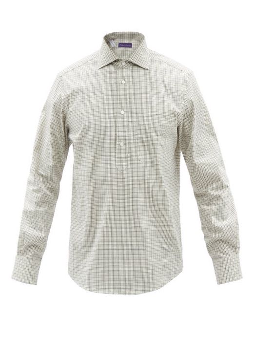 Ralph Lauren Purple Label - Patch-pocket Checked Cotton-flannel Shirt - Mens - Navy Multi
