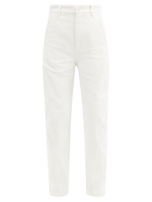 Raey - Twist-seam Wide-leg Cotton-blend Trousers - Womens - White