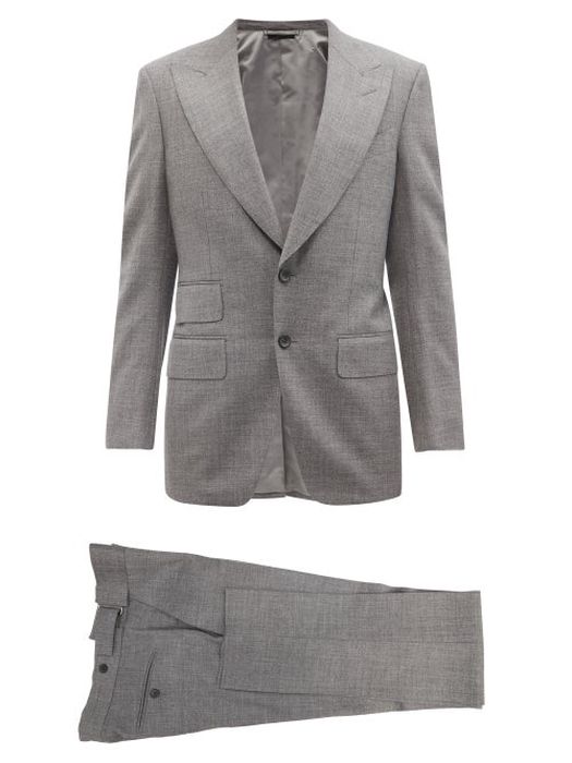 Tom Ford - Atticus Peak-lapel Wool-fresco Suit - Mens - Grey