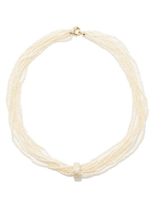 Mizuki - Diamond, Pearl & 14kt Gold Necklace - Womens - Pearl
