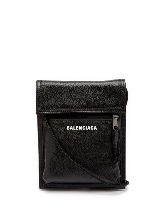 Balenciaga - Explorer Logo-print Leather Pouch - Mens - Black
