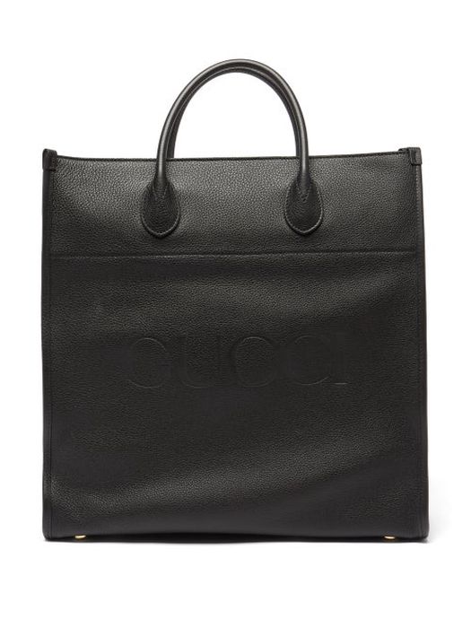 Gucci - Logo-debossed Grained-leather Tote - Mens - Black