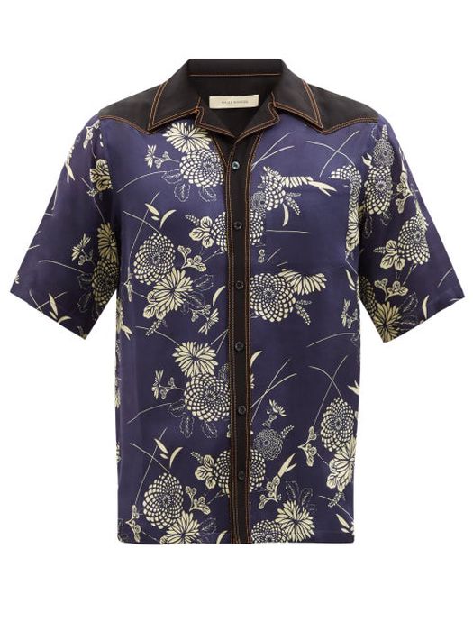 Wales Bonner - Highlife Floral-print Shirt - Mens - Navy Multi