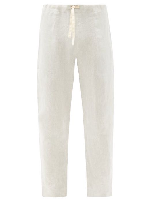 Marané - Drawstring Linen Trousers - Mens - Beige