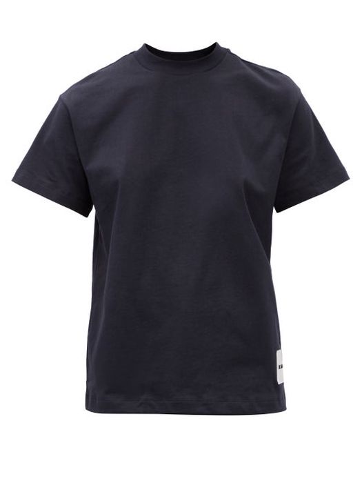 Jil Sander - Pack Of Three Logo-patch Cotton-jersey T-shirts - Womens - Dark Blue