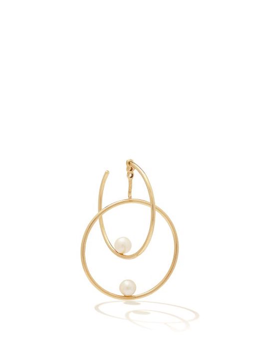 Anissa Kermiche - Double Rondeur Perlee 14kt Gold Single Earring - Womens - Gold