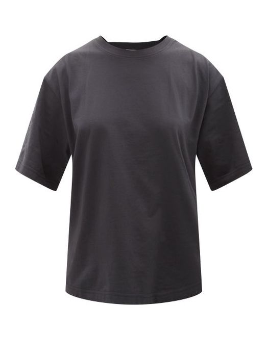 4 Moncler Hyke - Oversized Logo-print Cotton-jersey T-shirt - Womens - Navy