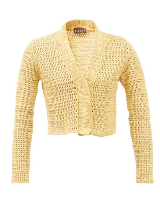 Albus Lumen - Crochet-knit Cotton Cardigan - Womens - Yellow