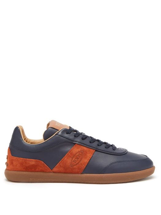 Tod's - Tabs Leather And Suede Trainers - Mens - Navy