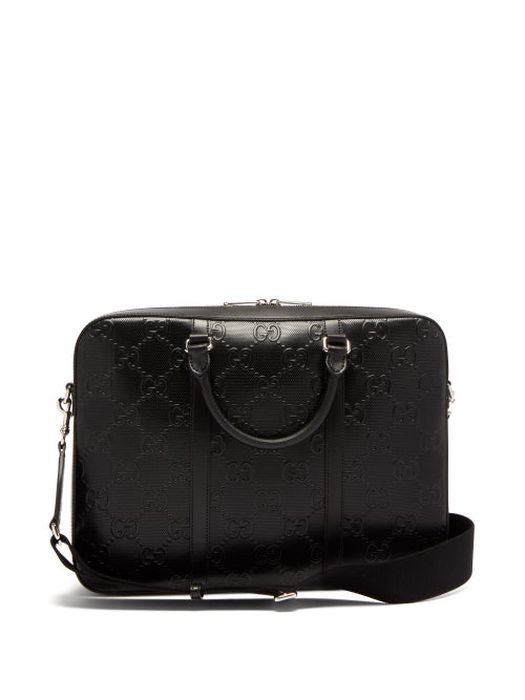 Gucci - GG-embossed Leather Briefcase - Mens - Black