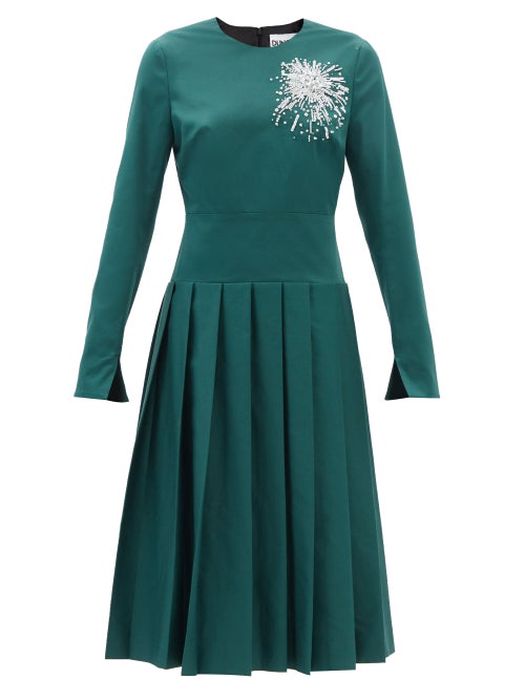 Duncan - Monolithic Bleeding Heart Cotton-twill Dress - Womens - Green