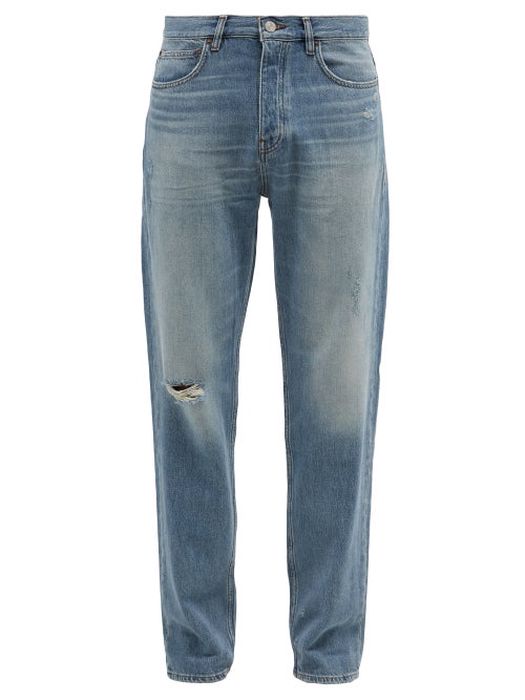 Frame - Distressed Straight-leg Jeans - Mens - Blue