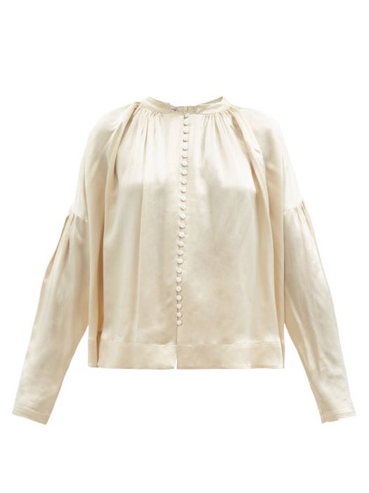 Co - A-line Satin Blouse - Womens - Ivory