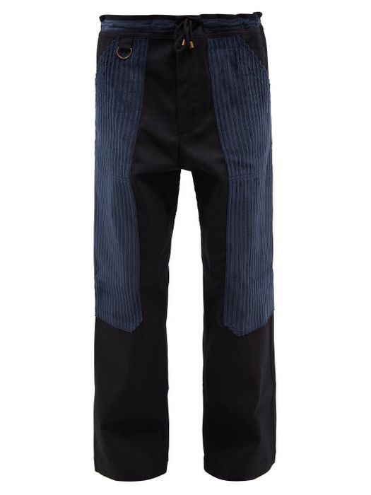 Nicholas Daley - Panelled Cotton-twill And Corduroy Trousers - Mens - Navy