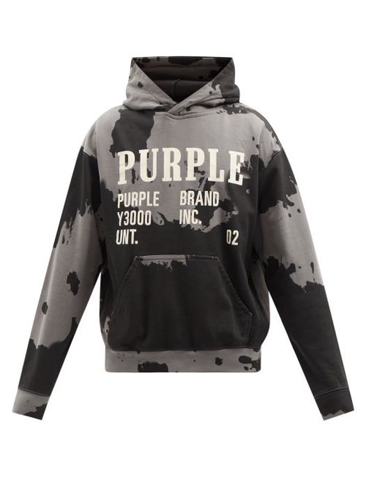 Purple Brand - Monument Bleached Cotton-jersey Hooded Sweatshirt - Mens - Grey
