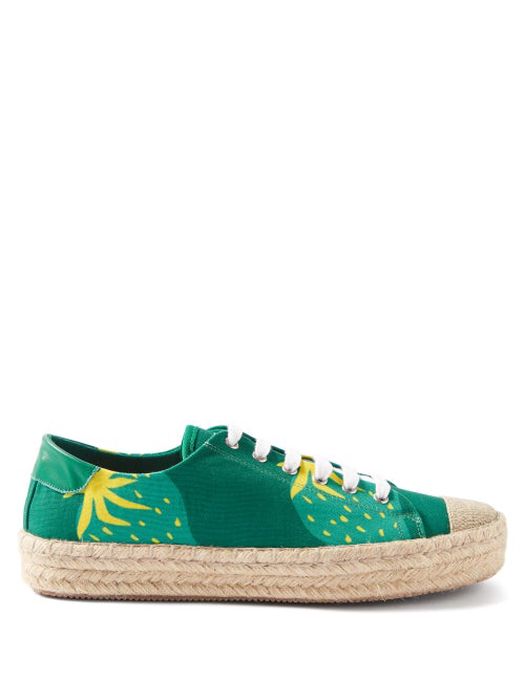 JW Anderson - Printed-canvas Espadrilles Trainers - Mens - Green