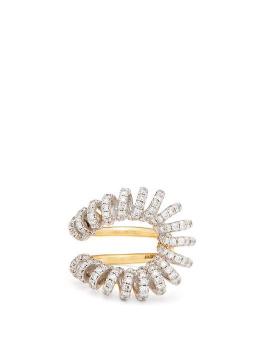 Ana Khouri - Maia Diamond & 18kt Gold And White-gold Ring - Womens - Crystal