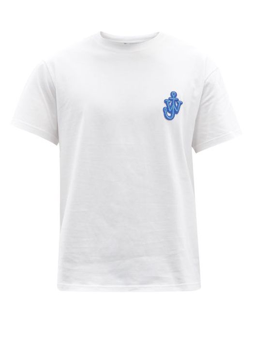 JW Anderson - Anchor Appliqué Cotton-jersey T-shirt - Mens - White