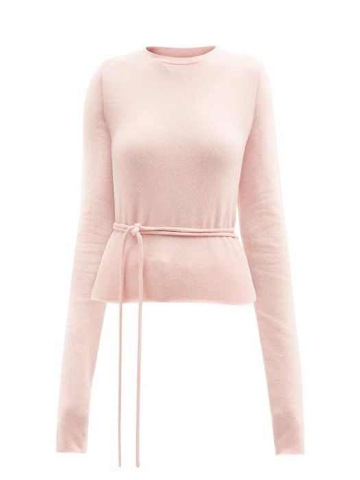 Extreme Cashmere - No.202 Minus Tie-waist Stretch-cashmere Sweater - Womens - Light Pink