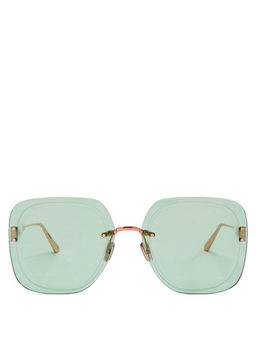 Dior - Ultradior Square Metal Sunglasses - Womens - Green