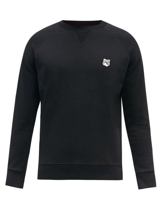 Maison Kitsuné - Fox Head-patch Cotton-jersey Sweatshirt - Mens - Black