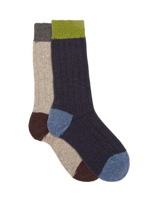 Pantherella - Thornham Pack Of Two Ribbed Socks - Mens - Multi