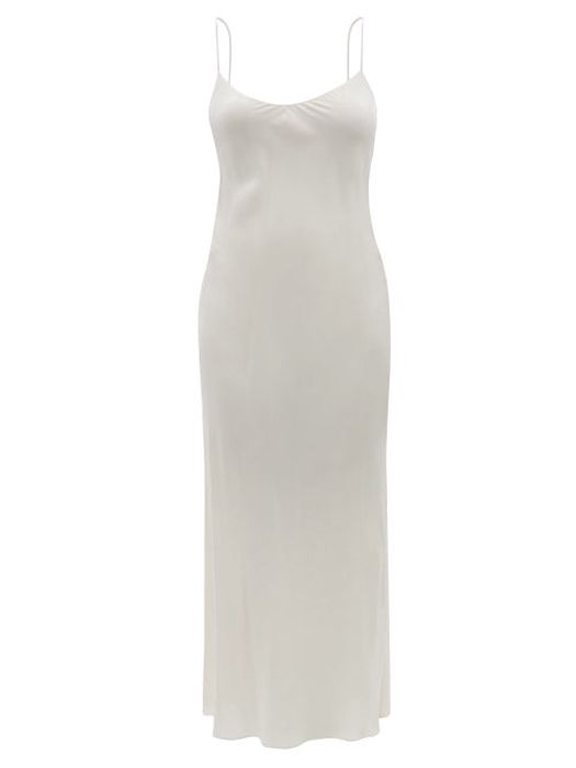 Raey - Thin-strap Silk Crepe De Chine Slip Dress - Womens - Light Grey