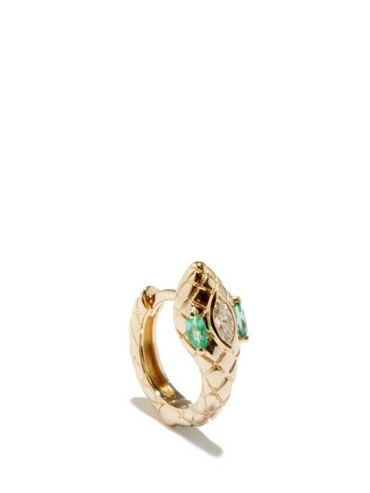 Jacquie Aiche - Emerald Eyes Diamond & 14kt Gold Single Earring - Womens - Green Gold
