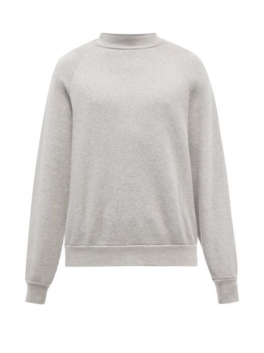 Les Tien - High-neck Brushed-back Cotton Sweatshirt - Mens - Grey