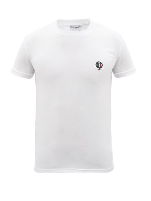 Dolce & Gabbana - Logo-embroidered Cotton-blend Jersey T-shirt - Mens - White