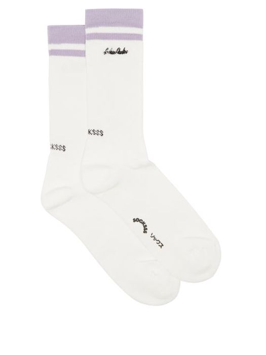 Socksss - Framptons Organic Cotton-blend Socks - Mens - White Multi
