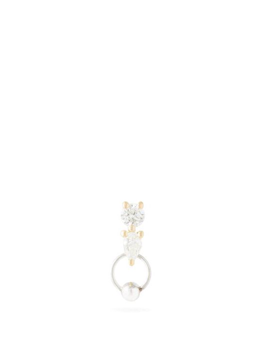 Delfina Delettrez - Diamond & 18kt Gold Single Earring - Womens - Diamond