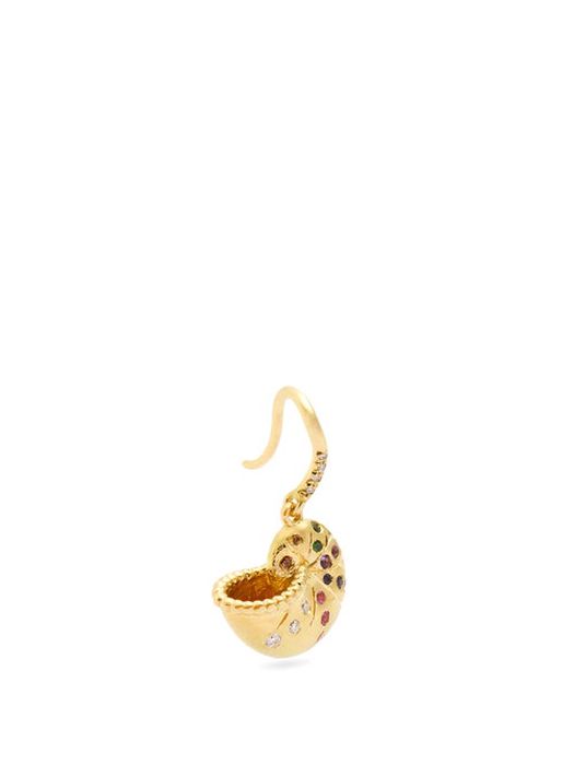 Aurélie Bidermann Fine Jewellery - Diamond, Sapphire & 18kt Gold Single Earring - Womens - Multi