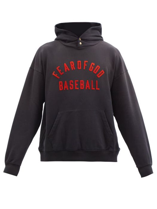 Fear Of God - Baseball Logo-print Cotton Hooded Sweatshirt - Mens - Black