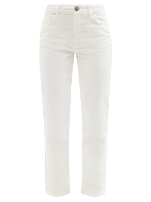 Raey - Track Organic-cotton High-rise Straight-leg Jeans - Womens - White